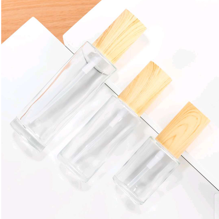 Cosmetics glass containers and packaging glass pump bottle set 120ml with grainy cap