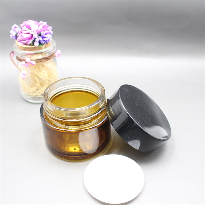 Cosmetics glass jar with black lid cosmetic packaging with factory direct price envase cosmetico vidro