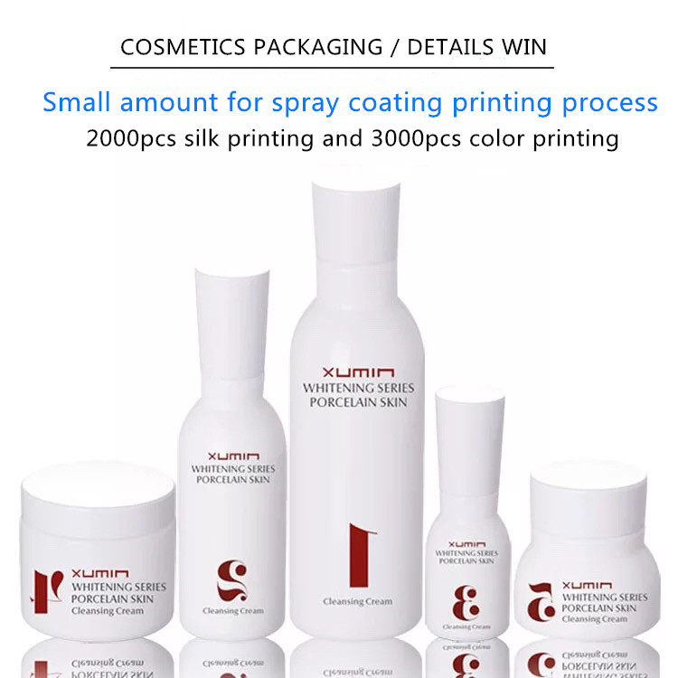 Cosmetics white porcelain packaging 50g 40ml 120ml 150ml jar and pump glass bottle set
