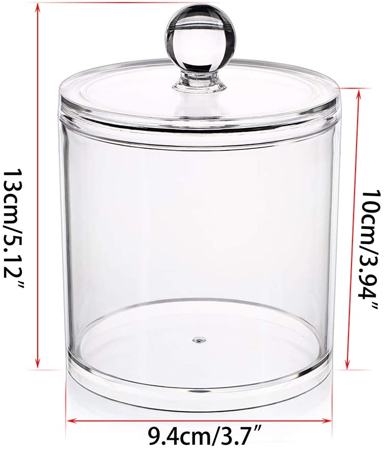 Cotton Ball and Swab Organizer with Lid Apothecary Acrylic Jar Makeup Cotton Organizer Bathroom Storage Canister Jar for Cotton