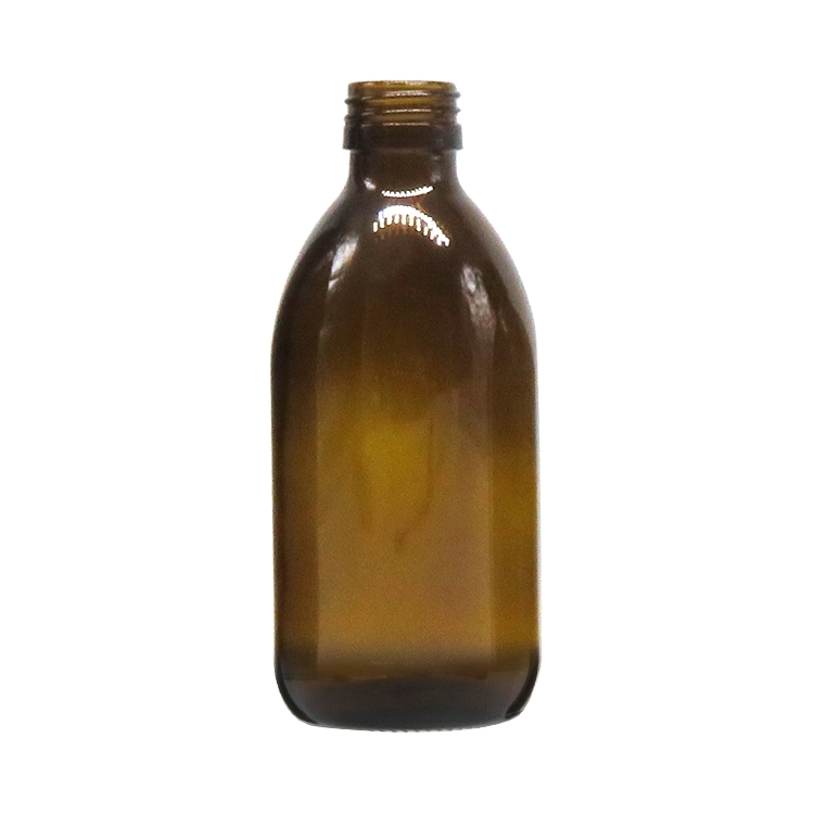 Cough Syrup Glass Amber Boston Round Bottle With Aluminum Cap