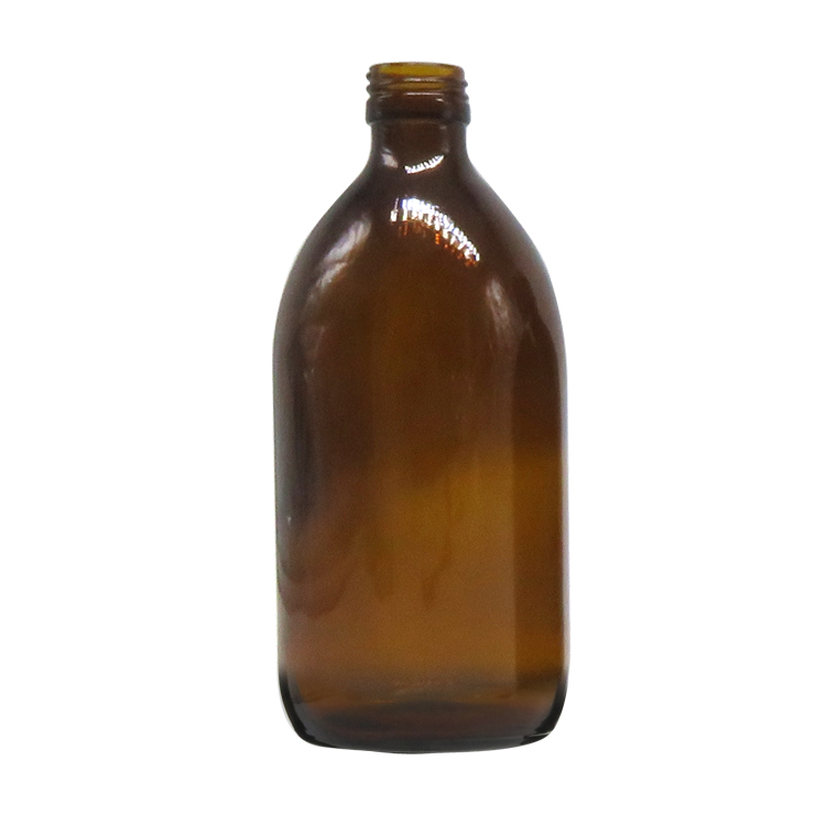 Cough Syrup Glass Amber Boston Round Bottle With Aluminum Cap