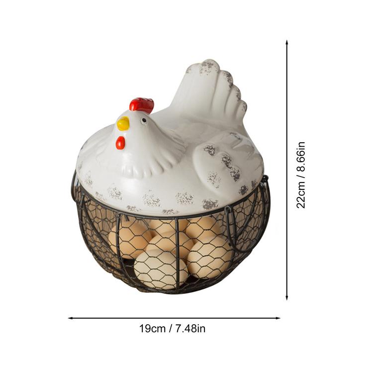 Country style wrought iron egg basket chicken basket storage fruit snacks various household tidy boxes kitchen decoration