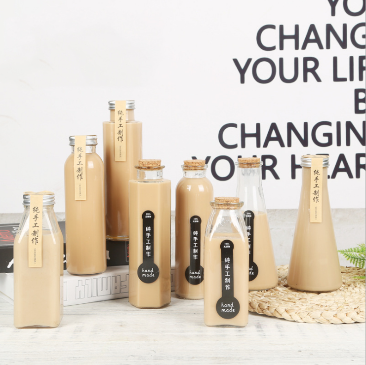 Crazy Price 350ml Glass Water Bottle Reusable Coffee Cup Drink Bottle Beer Bottle With Customized Lid