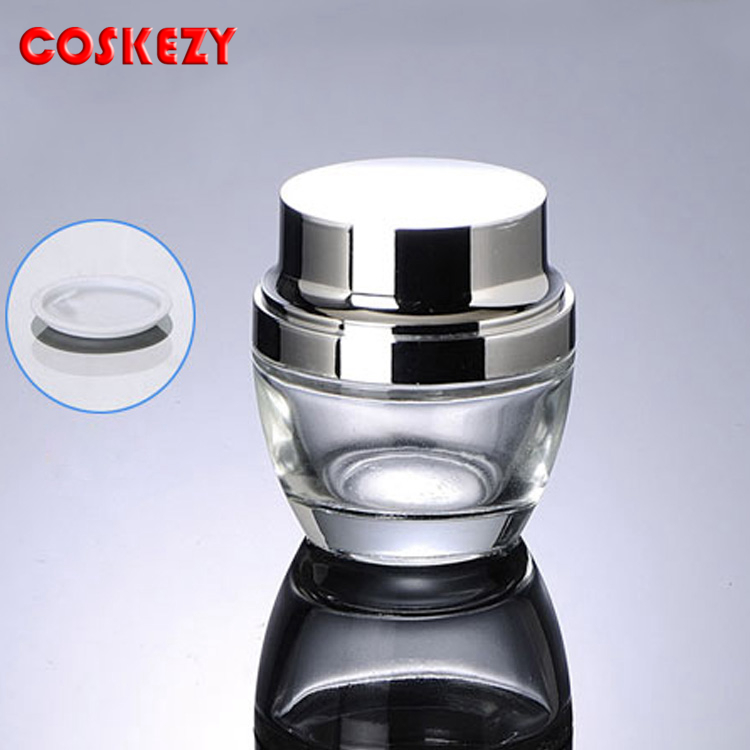 Cream Bottle 50ml Face Cream Glass Jar With Screw Cap, Cosmetic Container For Cream