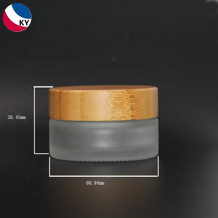 Cream Containers Jar Frosted Glass with Bamboo Skin Care Cream Lid for Cosmetics