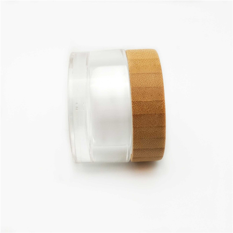 Cream Jars 30g Popular Acrylic Glass for Cosmetic Packaging with Bamboo Wooden Lids Skin Care Cream Screen Printing Screw Cap