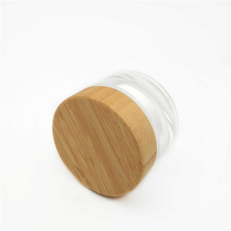 Cream Jars 30g Popular Acrylic Glass for Cosmetic Packaging with Bamboo Wooden Lids Skin Care Cream Screen Printing Screw Cap