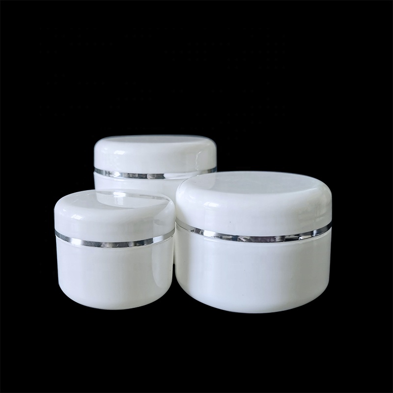 Cream container bottle pot 10g 50g 100g 150g 250g empty white silver edge portable plastic cosmetic makeup face cream jar