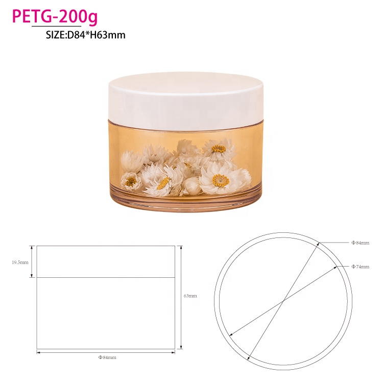 Cream container wall plastic jar 5 ml 10 ml 15 ml 30 ml 50 ml 100 ml 200 ml pet jar cosmetic jar with lid