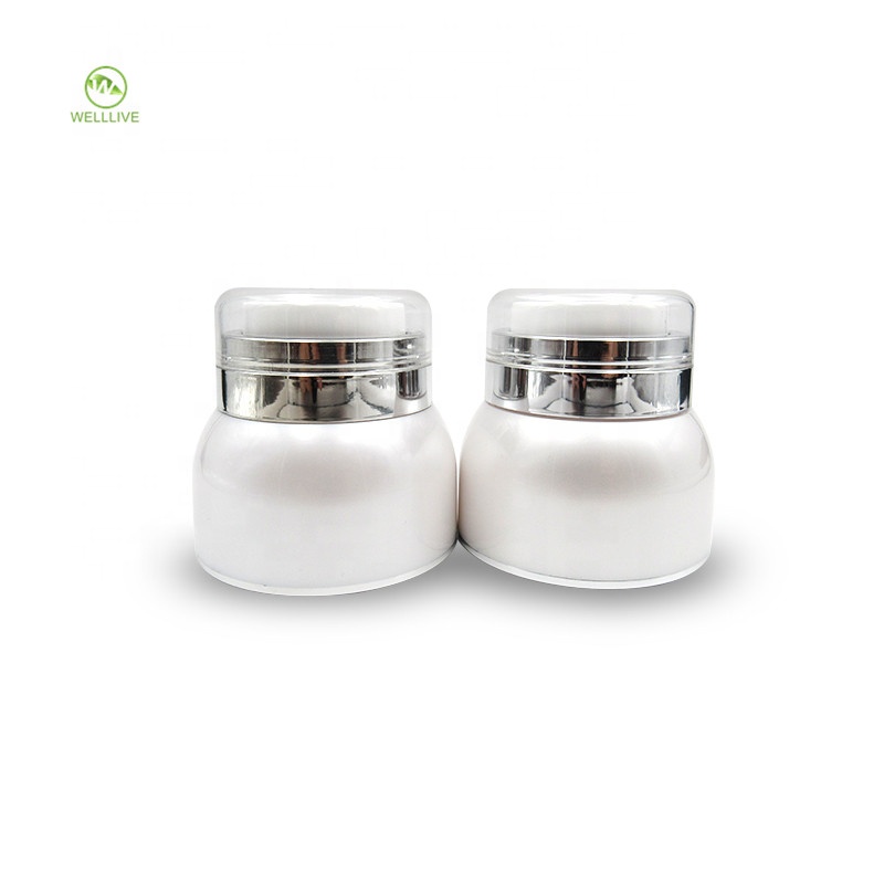 Cream foundation 30g 50g pearl white round shape serum airless anaerobic acrylic pump cosmetic jar