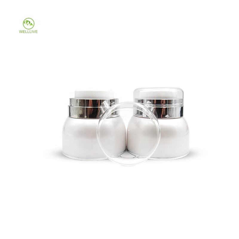 Cream foundation 30g 50g pearl white round shape serum airless anaerobic acrylic pump cosmetic jar