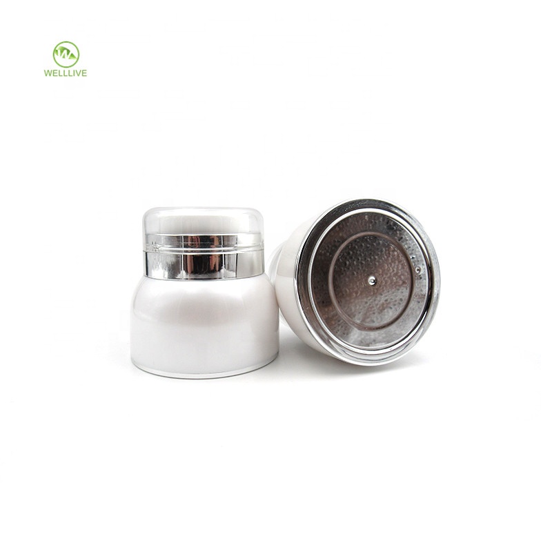 Cream foundation 30g 50g pearl white round shape serum airless anaerobic acrylic pump cosmetic jar