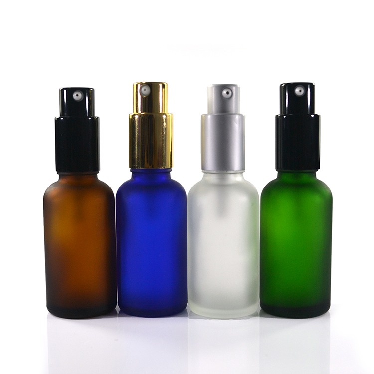 Cream packaging 5 10 15 20 30 50 60 100 120ml green blue clear amber frosted glass serum bottle with lotion pump caps