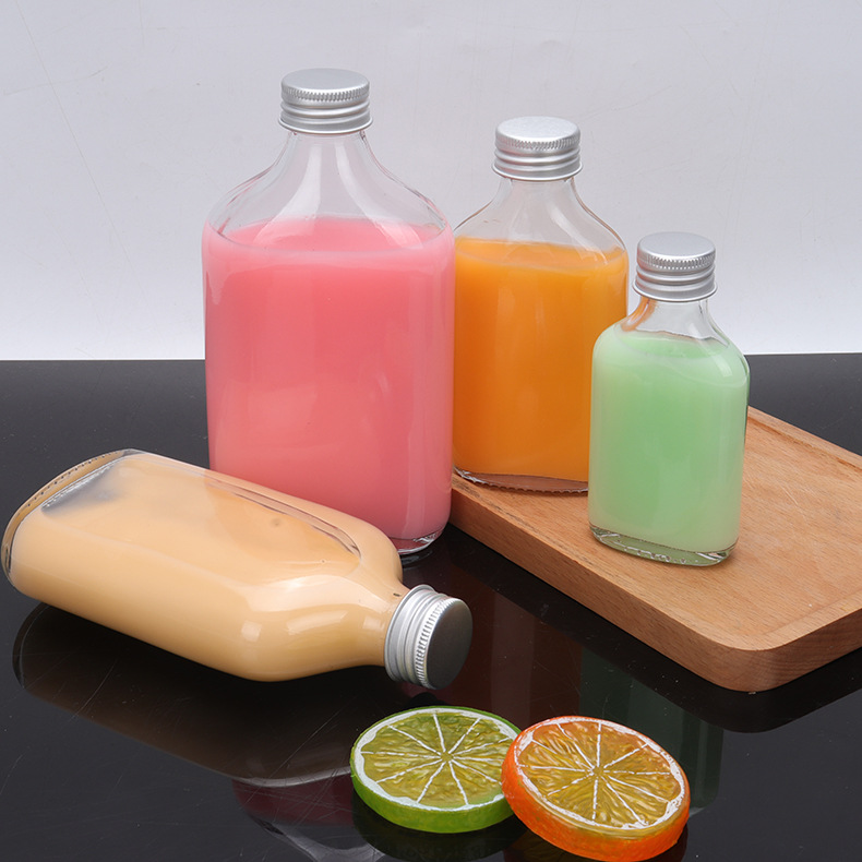 Creative 100Ml Small Flat Beverage Bottle Coffee Milk Tea Juice Bottle Small Liquor Bottle