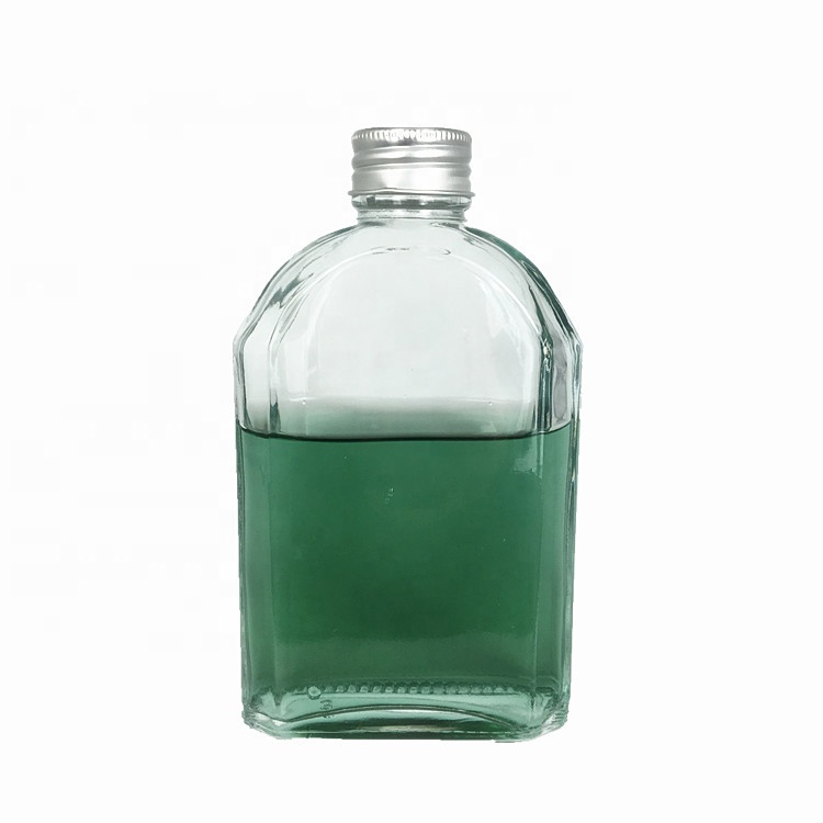 Creative 250ml flat shape flask glass cold brew coffee bottle with screw cap