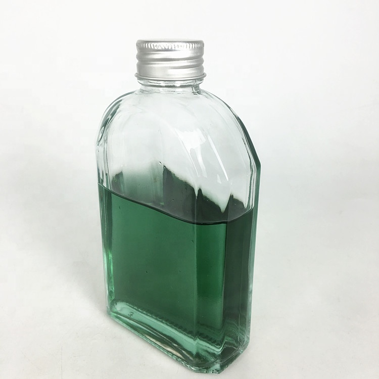 Creative 250ml flat shape flask glass cold brew coffee bottle with screw cap