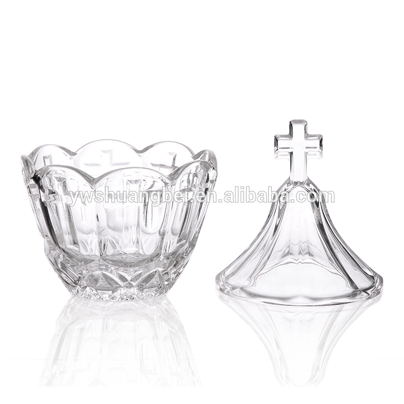 Creative And High Quality Clear Glass Jar With Crucifix For Food/Honey/ Storage