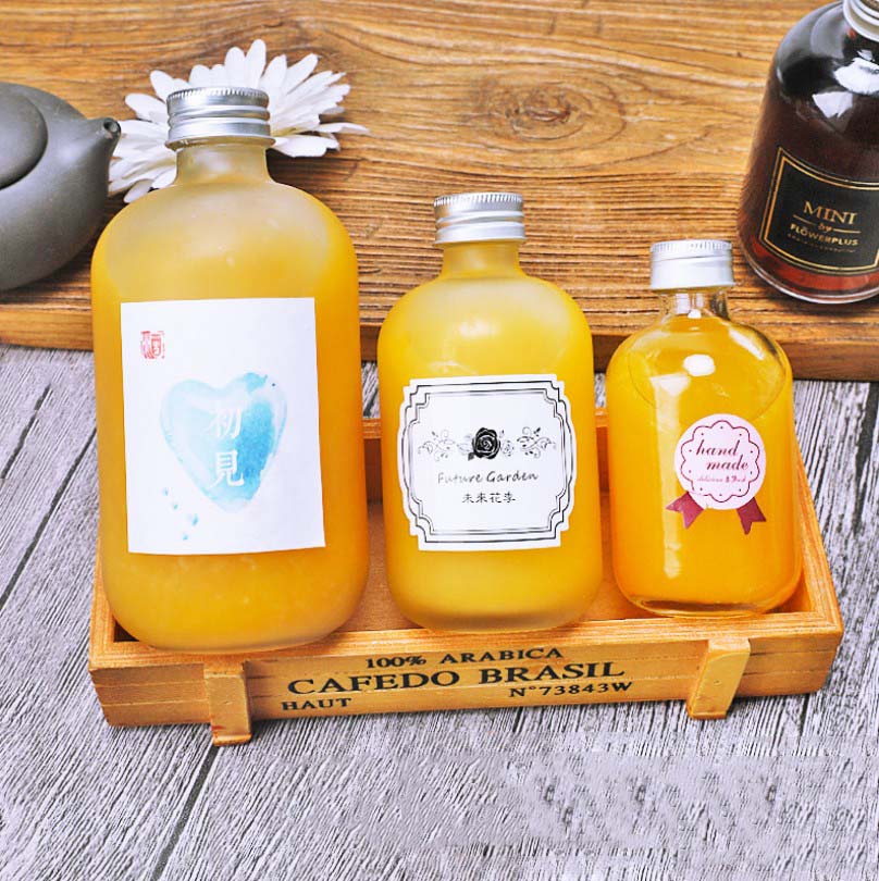 Creative Beverage Juice Milk Tea Glass Bottle 500ml Matte Fruit Wine Liquor Bottle Special For Catering Milk Tea Shop