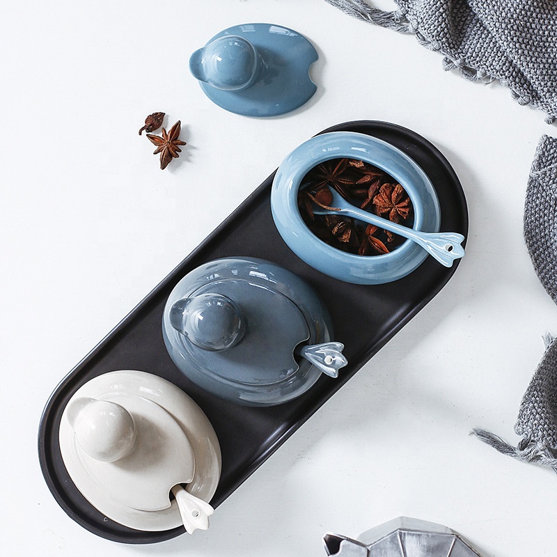 Creative Cartoon Kitchen Household Ceramic Storage Set Combination Seasoning Jar Pot Duck Shape Shaker