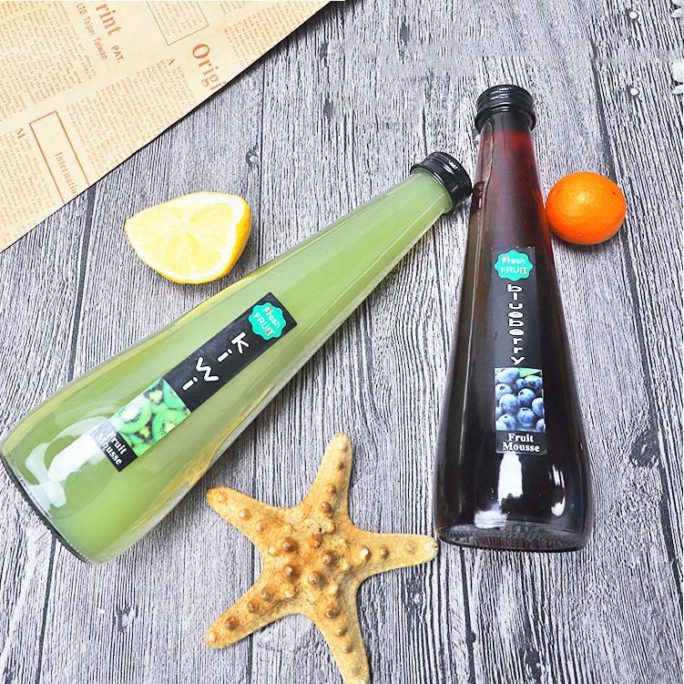 Creative Cone-shaped 250ml Milk tea Juice Drink Glass Bottle 330ml Hot Frosted Fruit Wine Green Wine Bottle Sealed