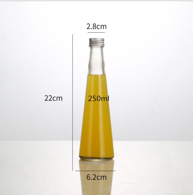 Creative Cone-shaped 250ml Milk tea Juice Drink Glass Bottle 330ml Hot Frosted Fruit Wine Green Wine Bottle Sealed