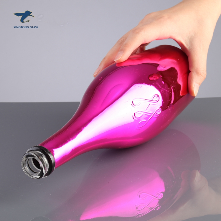 Creative Design Elegant Emboss Purple 750Ml Champagne Glass Bottle For Closures