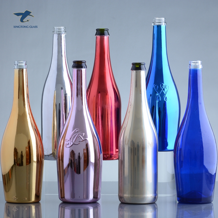 Creative Design Elegant Emboss Purple 750Ml Champagne Glass Bottle For Closures