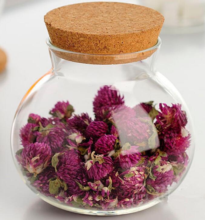 Creative Design Handmade Round Glass Containers With Lids High Borosilicate Glass Food Canisters With Cork