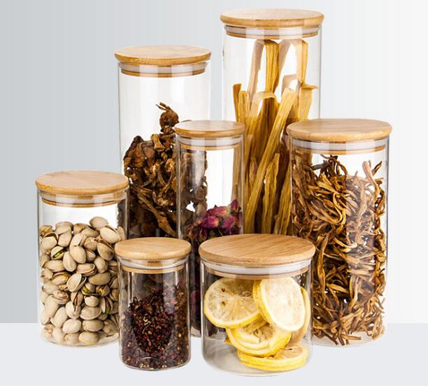 Creative Design High Borosilicate Glass Jars Kitchen Food Storage Containers Hermetic Pantry Canister With Bamboo Cover