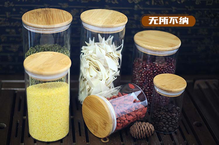Creative Design High Borosilicate Glass Jars Kitchen Food Storage Containers Hermetic Pantry Canister With Bamboo Cover