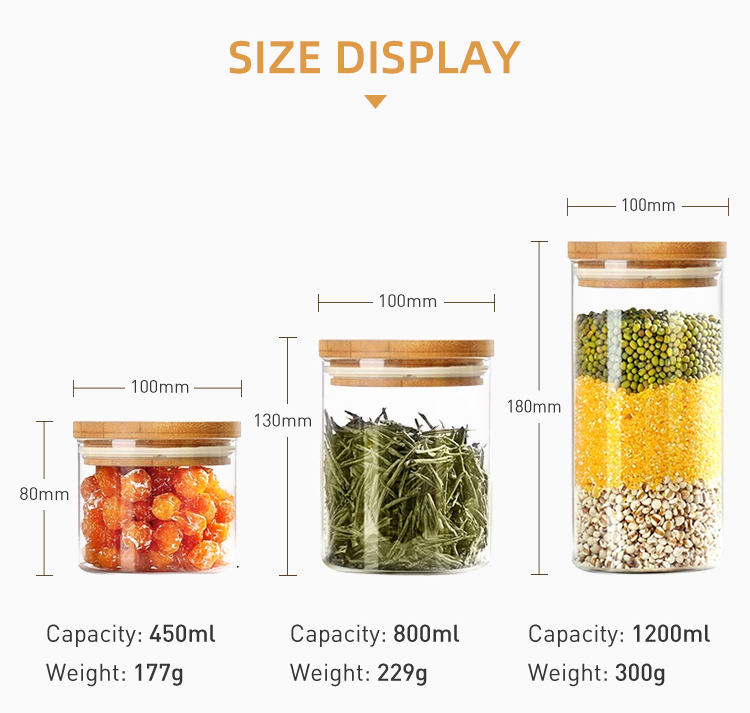 Creative Design High Borosilicate Glass Jars Kitchen Food Storage Containers Hermetic Pantry Canister With Bamboo Cover