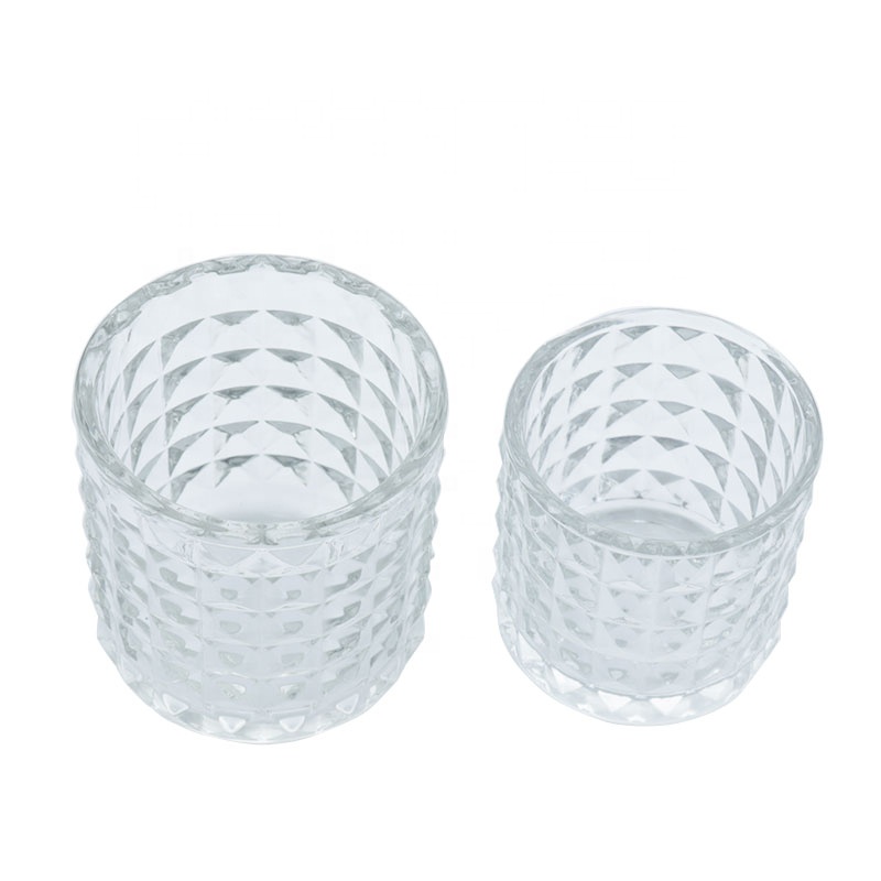 Creative Diamond Stripe Glass Jar For Candle Making Transparent Glass Candle Holder