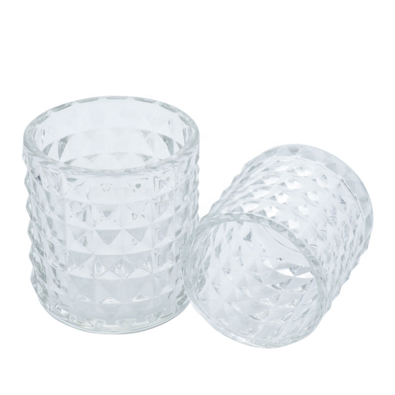 Creative Diamond Stripe Glass Jar For Candle Making Transparent Glass Candle Holder