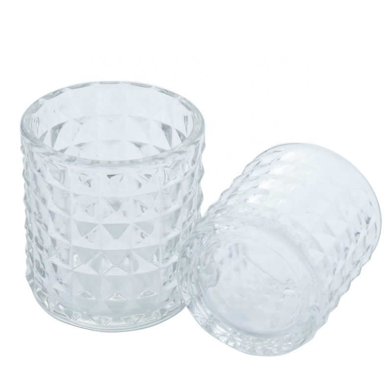 Creative Diamond Stripe Glass Jar For Candle Making Transparent Glass Candle Holder