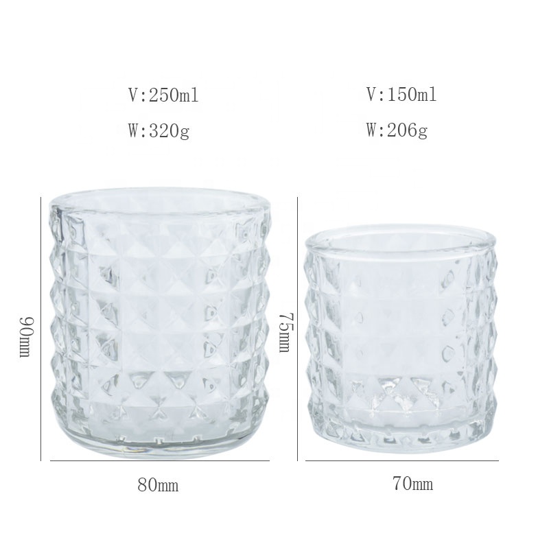 Creative Diamond Stripe Glass Jar For Candle Making Transparent Glass Candle Holder