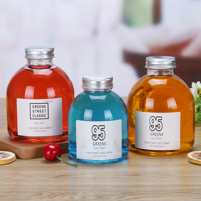 Creative Fat Beverage Glass Bottle Enzyme Bottle Milk Tea Juice Glass Bubble Tea Bottle