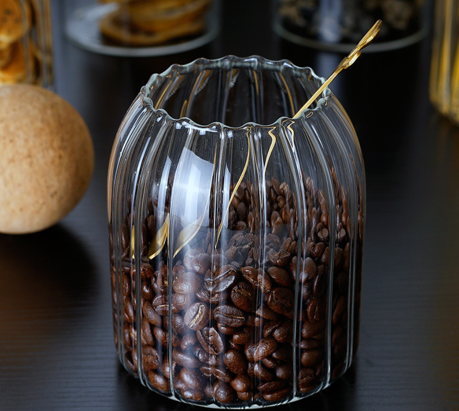 Creative Kitchen Glass Grains Containers Jar Food Storage Container with Round Cork for Candy Sugar Coffee Tea