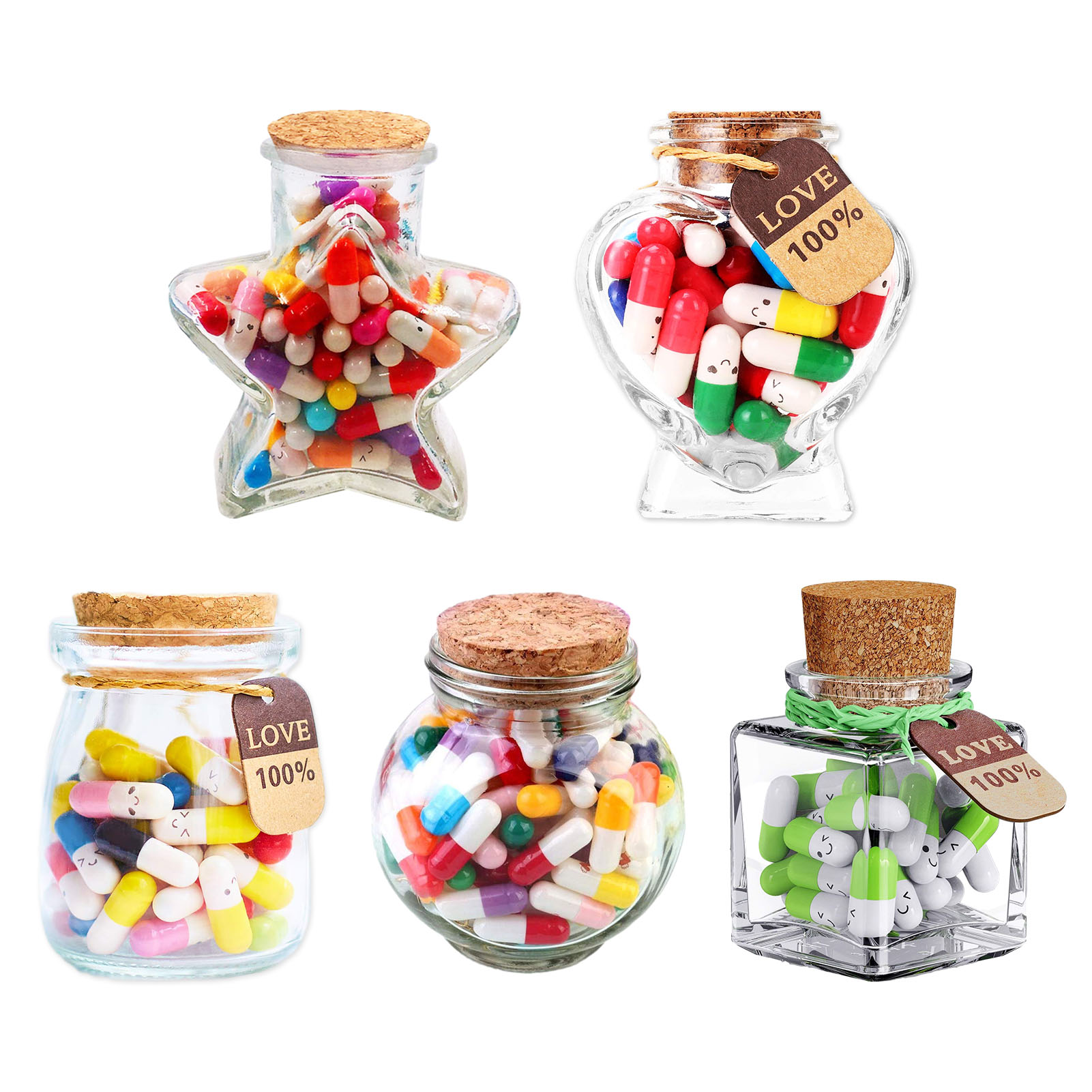Creative Love Pills Gift Rolls Pills Lucky Wishing Bottle Capsule Love Letterhead Stationery Paper Envelopes Random Color