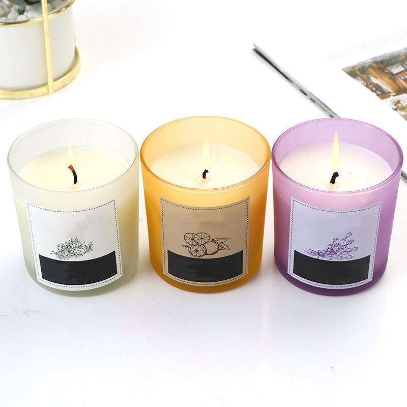 Creative Multi-Color Frosted Transparent Candle Jars With Wooden Lids Black Candle Jars