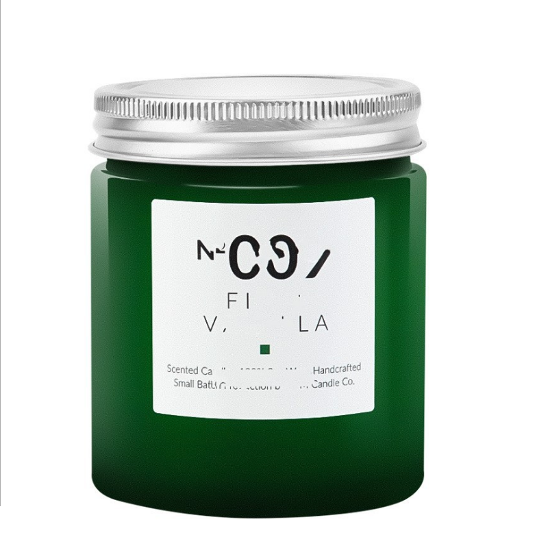 Creative green color empty recycled custom glass candle jar in bulk with lid for candle making