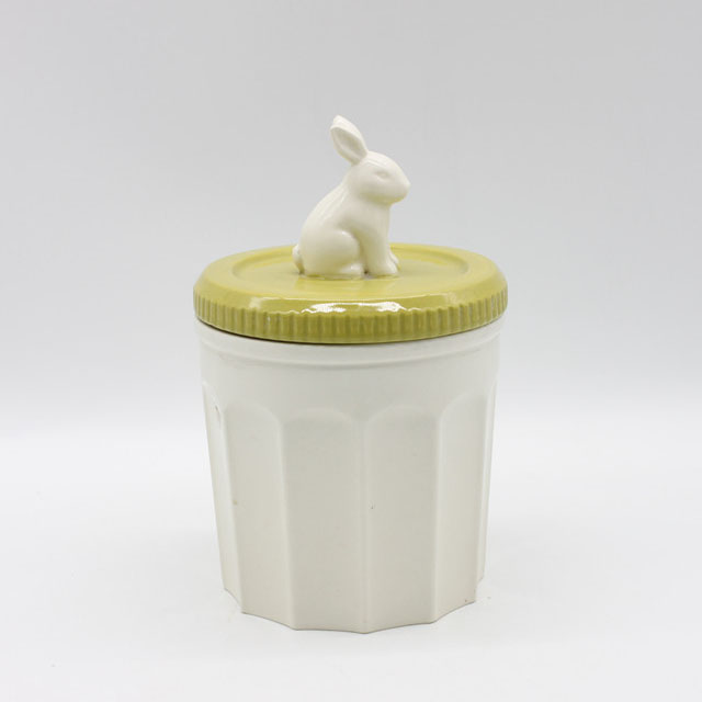 Creative home rabbit sealed jar ceramic jar with lid
