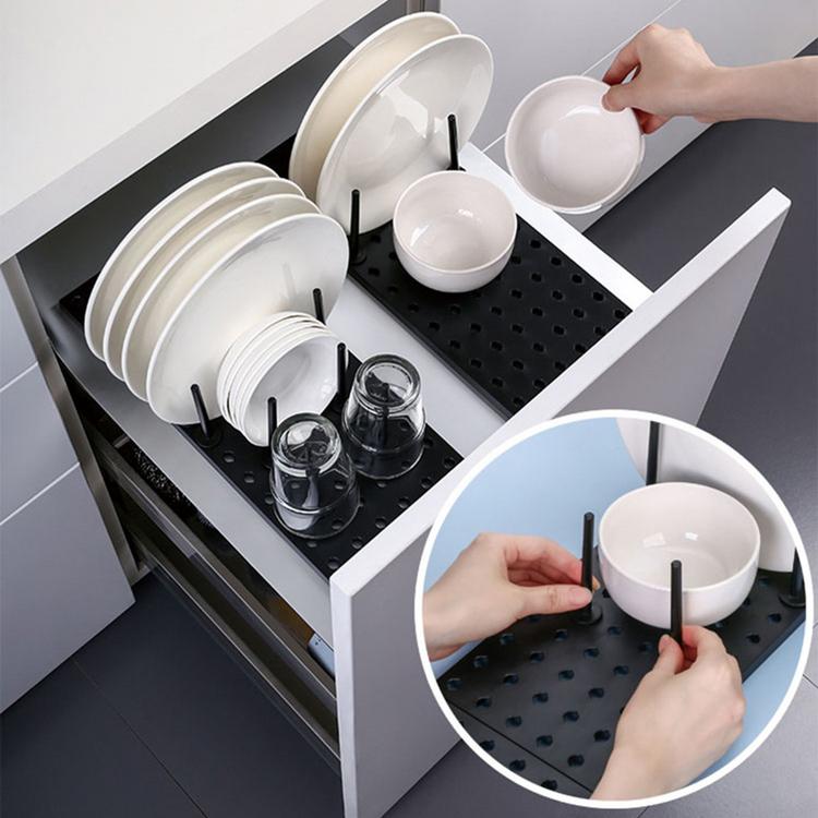 Creative retractable adjustable drain dish rack drawer type divider dishes and cups rack storage kitchen tools