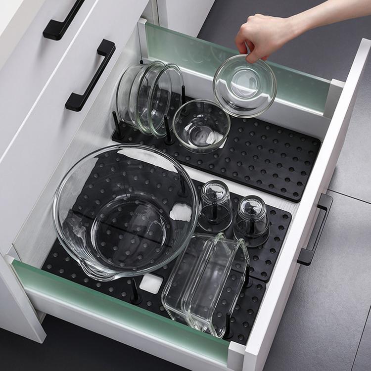 Creative retractable adjustable drain dish rack drawer type divider dishes and cups rack storage kitchen tools