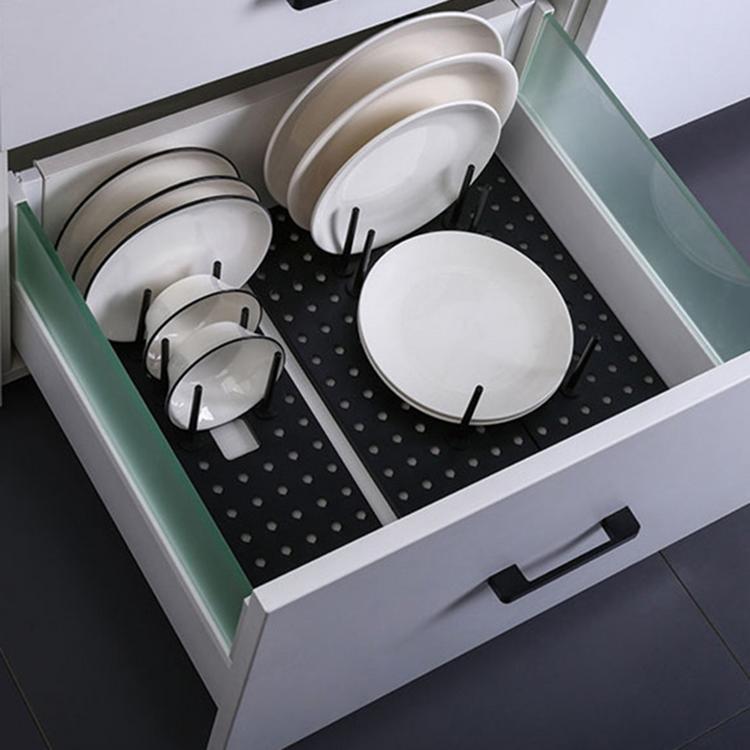 Creative retractable adjustable drain dish rack drawer type divider dishes and cups rack storage kitchen tools