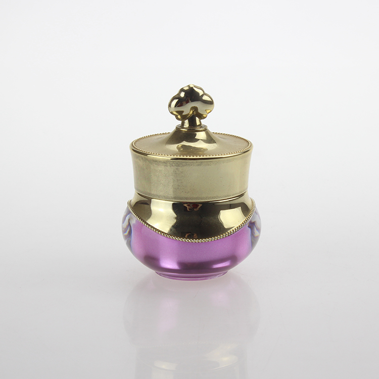 Crown 5g Purple and Gold High Quality Mini Cosmetic Jar for Cream, 10g Empty Wholesale Acrylic Jars for Cosmetics Packaging