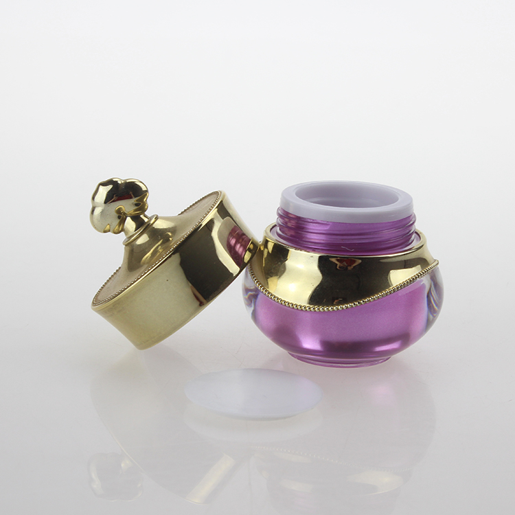 Crown 5g Purple and Gold High Quality Mini Cosmetic Jar for Cream, 10g Empty Wholesale Acrylic Jars for Cosmetics Packaging