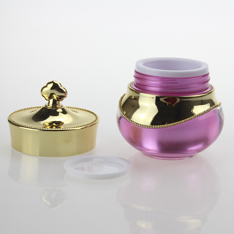 Crown 5g Purple and Gold High Quality Mini Cosmetic Jar for Cream, 10g Empty Wholesale Acrylic Jars for Cosmetics Packaging