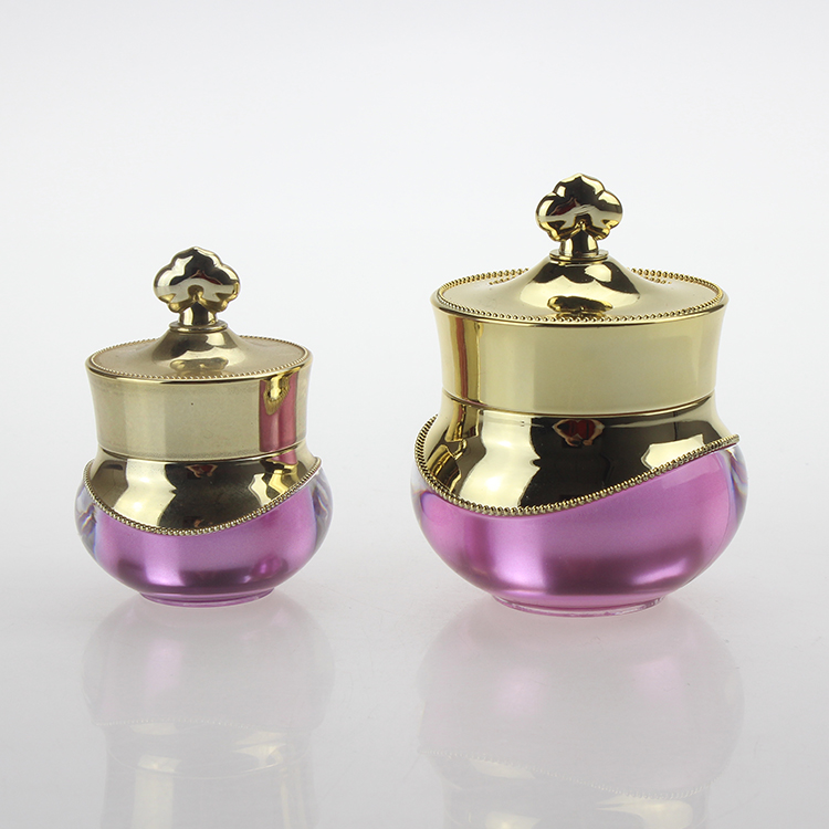 Crown 5g Purple and Gold High Quality Mini Cosmetic Jar for Cream, 10g Empty Wholesale Acrylic Jars for Cosmetics Packaging
