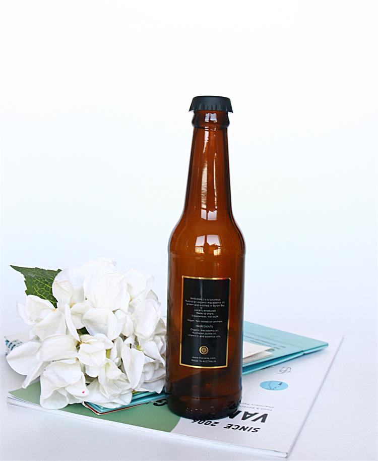 Crown Top 330ml 500ml Brown Glass Beer Bottle Round Shape For Kombucha Ginger Beer